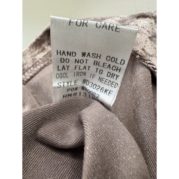 VTG Y2K Wishlist Crushed Velvet Chemise Dress Small Brown Black Lace Trim Retro - Picture 11 of 12